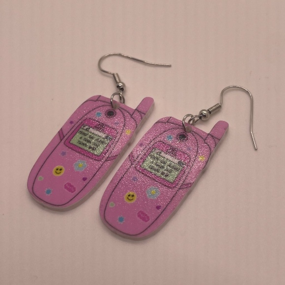 ❤️ FREE Cellphone Cell Phone Cartoon 90s Y2K 2000s Drop Cartoon Artsy Earrings - Picture 4 of 5